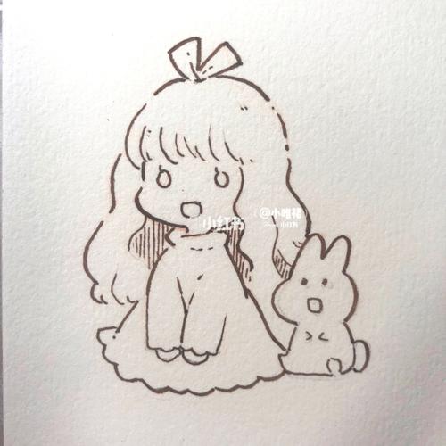 可爱小女孩卡通简笔画的新手入门临摹素材_简笔画_临摹_卡通_新手
