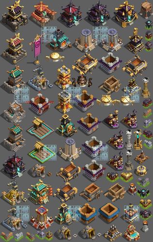 部落冲突类 场景元素建筑 三国城战斗策略 仿coc类手游/全套美术资源