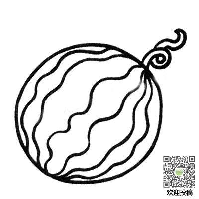 被咬掉的西瓜皮的卡通简笔画