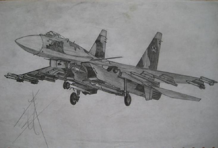 飞机素描图简笔画