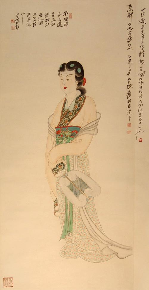 张大千《唐装仕女》