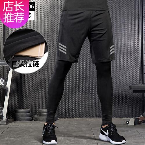 hlcoman紧身裤男短裤男速干田径马拉松健身压缩运动套装跑步训练弹力