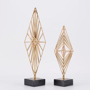 菱形几何体新古典铁艺金属摆件家居软装饰品工艺品样板房摆饰批发