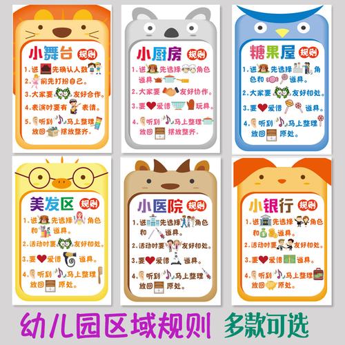 幼儿园区域规则进区牌墙贴装饰贴区角标识教室卡通装饰教室布置画