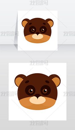 熊动物嘉年华面具矢量插图在平面风格棕色和矢量图