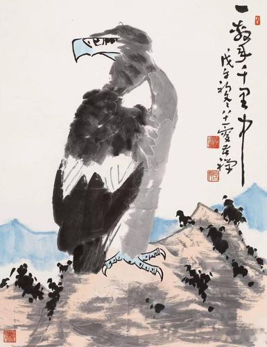 笔墨酣畅,"鹰"气袭人!_潘天寿