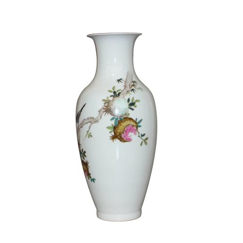 景德镇仿古瓷大清乾隆年制釉上彩花鸟石榴花瓶省大师唐德贵工作室