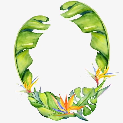 卡通绿叶装饰手绘文艺小清新