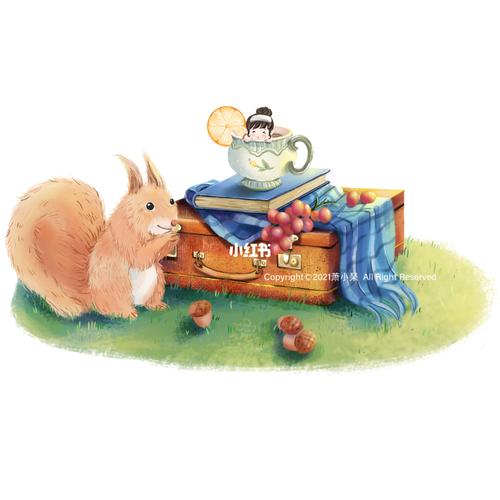 小松鼠_插画_文化_绘画