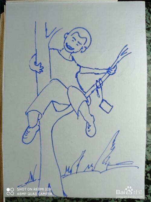 怎样画简笔画爱爬树的淘气小孩?