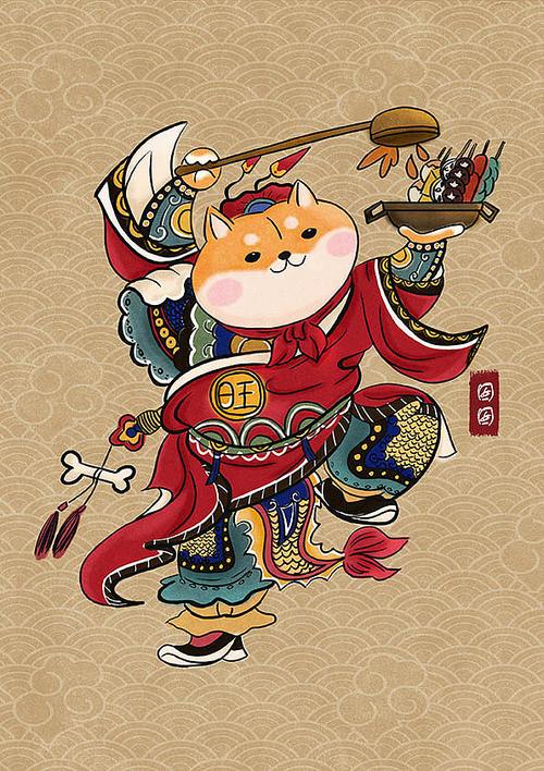 新年门神插画