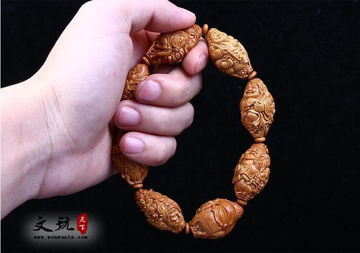 橄榄核手串骑兽八星高照苏工南工文竹款文玩橄榄胡雕刻手串手链男