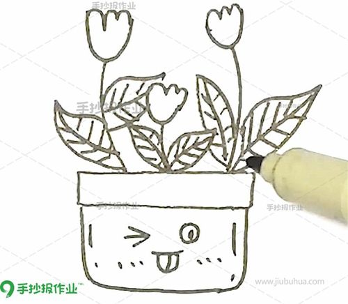     我们先画上一个可爱的花盆