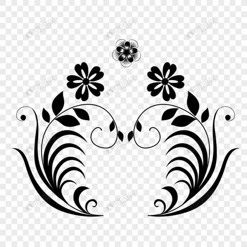 黑色对称花纹素材下载