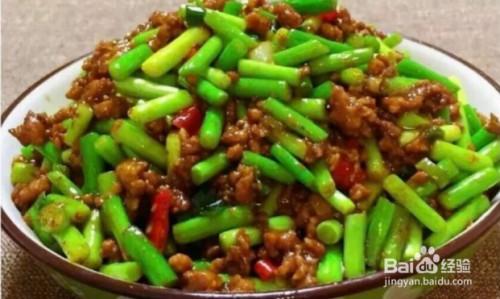 家常菜--肉沫蒜苔