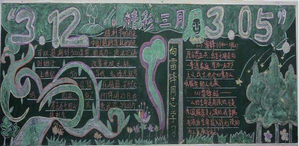 植树节的黑板报设计画