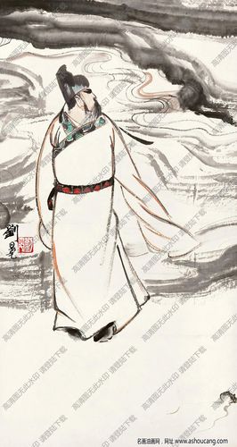 刘旦宅作品 李白像1 高清大图下载-名画油画网