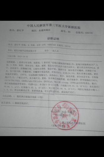 qq号634416938)的母亲不幸患上了慢性白血病,目前正在重庆新桥医院