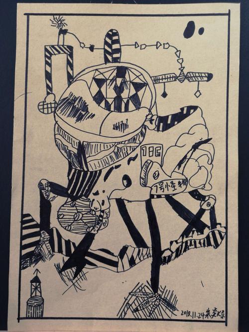 大眼睛的小家伙就喜欢画科幻画