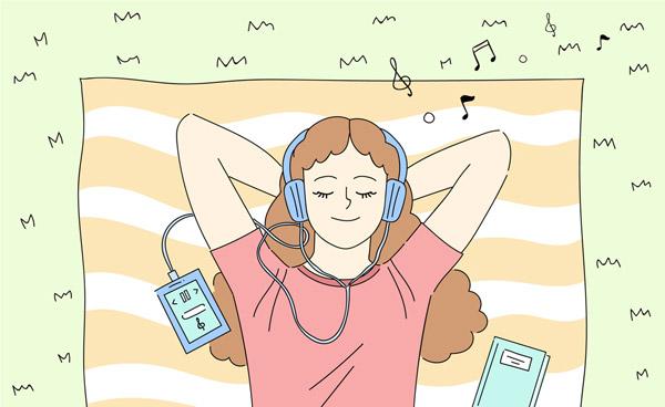 听音乐的女子