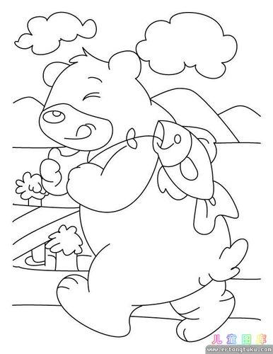 卡通小熊涂色画