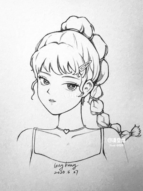 画歪了的手绘动漫画人物头像线女生