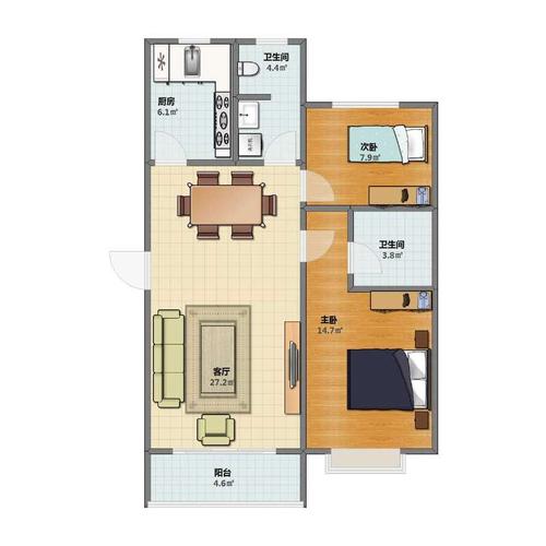 河南 南阳 宇信凯旋城 2室1厅1卫2厨 86㎡