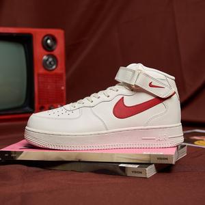 nike air force 1 mid af1空军一号中帮白红勾低帮板鞋315123-126