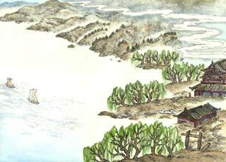 金陵晚望简笔画