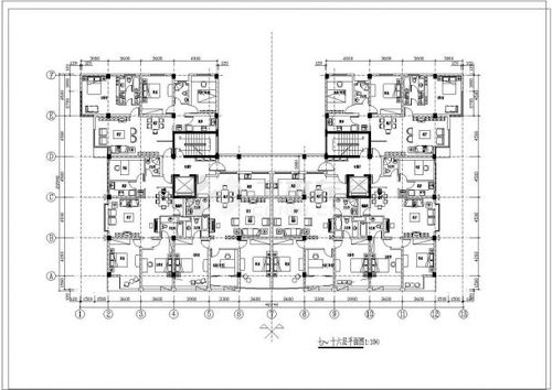 户型平面图设计_凹型建筑 2个单元 3室2厅