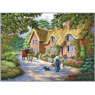 简单精准印花小屋十字绣别墅卧室最新款回家欧式乡村生活田园风景