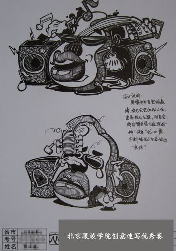 北京服装学院创意速写优秀试卷