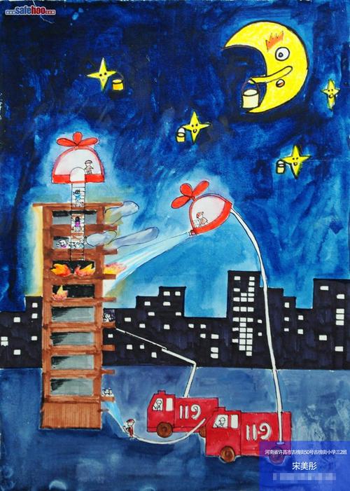 绘画作品:空中灭火_消防安全_安全管理网