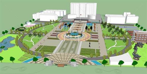 某政府办公楼前广场设计su模型[原创]