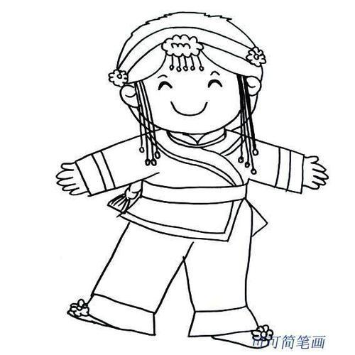 简笔画壮族人小孩