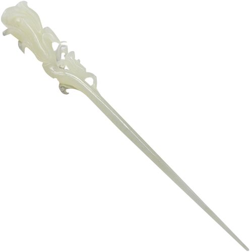 和田玉发发簪玉兰花汉服玉簪梢头旗袍古装盘发发饰