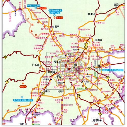 路线新版地形交通旅游政区国分北京市地图集