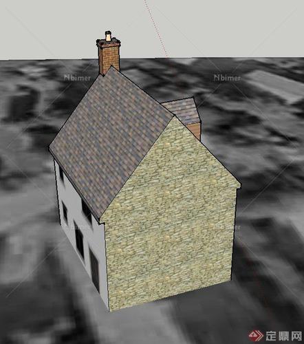 某两层乡村坡屋面居民建筑设计su模型