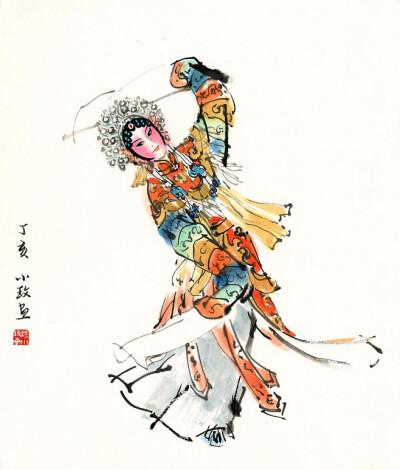 黑白戏曲人物画