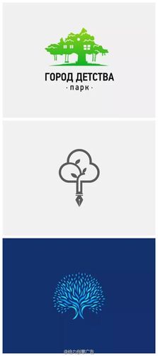 以"树"为元素的logo设计,树代表着绿色,环保,或者和品牌本身的寓意及