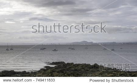view over the firth of forth at aberdour fife scotland.
