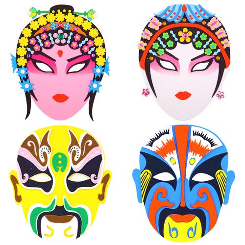 中国风京剧脸谱diy儿童绘画空白模涂色面具幼儿园手工