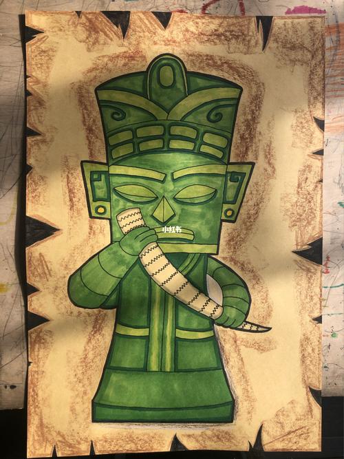 三星堆卡通画～临摹_临摹_线稿_三星怎么样_三星堆_文化_绘画