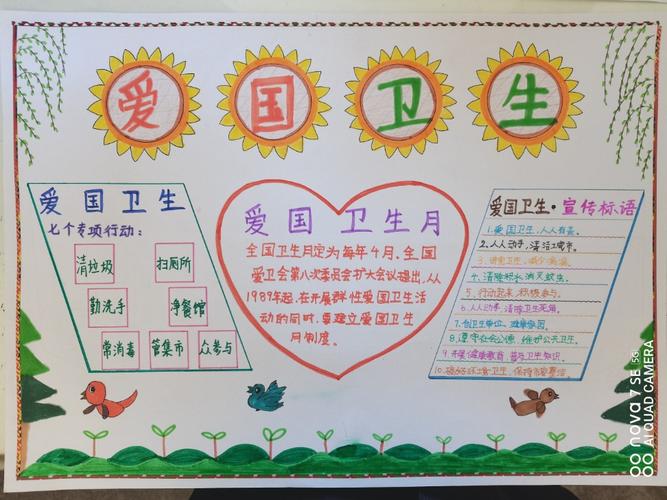 五(2)班"参与爱国卫生运动,共享健康美好生活"主题手抄报