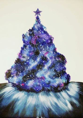 插画 水彩插画 小清新 可爱 壁纸 梦幻 彩铅 铅笔 画绘 萌萌哒 圣诞树