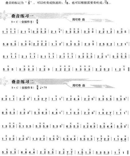 葫芦丝叠音的演奏技巧和练习曲