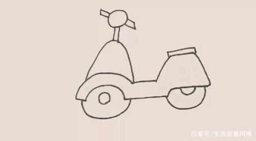简笔画教程:小摩托车,适合教孩子画,手帐必备素材,附
