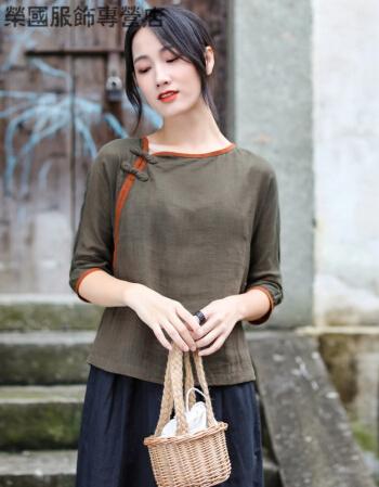佛系禅服棉麻套装亚麻唐装女夏中国风女装佛系盘扣旗袍上衣茶服禅意