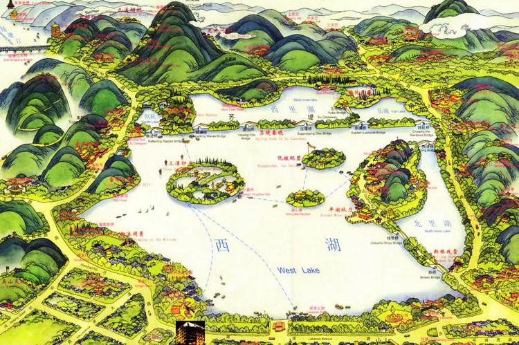 西湖全景图片地图