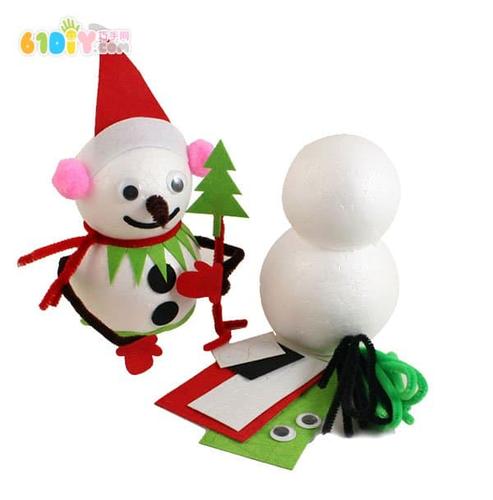 圣诞节手工diy可爱的泡沫球雪人